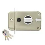 Godrej Locks Rim Lock I Twinbolt XL+ I 1CK Deadbolt I Satin Steel Finish I for Inside/Outside Opening Door & Left/Right Handed Doors I 4 Keys I 5 Year Warranty I Manual Locking I Free Installation*