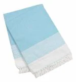 Tharunsha Elite Hand Weaved 100% Pure Cotton Bath Towel for Men and Women / Checkered Bath Towels - Sky Blue - Set of 2 (Size 36 x 72 Inch 90 x 180 cm)