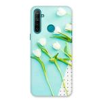 Bhaicover Realme 5i White Tulips Printed Back Cover Case