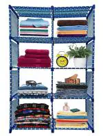 SANAMSTORE Multipurpose 8 Layer Dotted Open Rack for Shoes/books/Cloth(Blue)