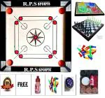 RPS Carrom Board 20x20 inches , 24 Wood Coins, Striker, Powder, Chess & Ludo Free
