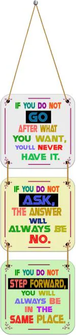 Indianara Set of 3 Motivational Quotes Wall Hanging Plaques (1192WH) (26 inch X 5.5 inch, Multicolor)