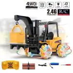 KTRS ENTERPRISE RC Excavator Tractor Toy Truck Engineering Car 2.4Ghz 21 Channel Alloy Plastic Remote Control Forklift Crane Toys For Kids Christmas Gift