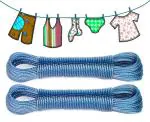 KitchenFest 2 Pcs 20 Mtr PVC Coated Steel Wire Rope Clothesline with 2 Plastic Hooks, Multicolor
