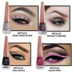 Looks United New Fashion Shimmer Glitter Metallic Eyeliner (Metallic Pearl River Silver, Metallic Brunette Brown, Metallic Coal Black, Metallic Blush Pink)Pack Of 4