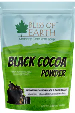 Bliss of Earth Black Cocoa Powder Unsweetened Carbon Black & Dark Roast for Cooking & Baking 100GM