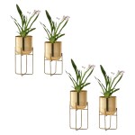 A.F.DECOR Designer Handcrafted Metal Planters with Stands for Living Room, Balcony, Table, Home and Garden, Indoor and Outdoor Flower Pots Set of 2 Combo (Pack of 4)