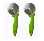 New Green Handle Extra Sharp Multi Purpose Stainless Steel Blade Pizza Cutter and , MultiColour (Pack of 2)