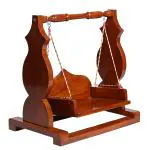 Happy Decory Handcrafted Wooden Laddu Gopal Jhula, Premium Sheesham wooden polished Krishna Idol Swing for Pooja Room, Thakur ji, Kanha ji, (Brown, 12