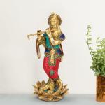 ARTVARKO Religious Brass Lord Krishna Statue - 11 inch