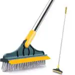 ZURU BUNCH 2 in 1 Floor Scrub Brush with Long Handle 53.5'' Grout Scrape Brush Kitchen Bathroom Crevice Cleaning Brush