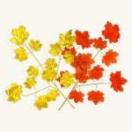 SPECIALYOU.IN Gold & Orange Maple Artificial Leaves for Decoration, Fake Leaves, Home Decor Items, Vines for Decoration, Wall Decoration Items for Living Room, Wall Hanging, Room decor - 12 pcs