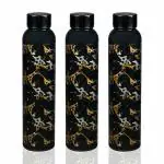 ULTRAZON Plastic BPA Free Water Bottles, Home Water Bottle(Black Golden Pack Of 3 , 1 L)
