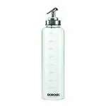 Borosil Glass Oil Dispenser (Transparent and Silver, 1L)