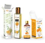 GO WOO Pack of 2 Orange Essential Oil and Musk Melon Carrier Oil - 100% Natural Therapeutic Grade