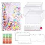 Hasthip Pink File Folder Ring Binder Notebook Set A6 Cover Clip With Envelopes