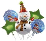 My Party Suppliers Merry Christmas Snowman Star Heart Shape with New Year 2023 Foil Balloons (pack of 5)