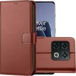 Frazil Leather Magnetic Vintage Flip Wallet Case Cover for OnePlus 10 Pro (Brown)