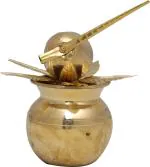 Jagannath World Gold Brass Kalasam With Coconut And Mango Leafs For Pooja