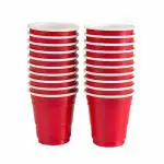 Tickles Easy Grip Red Party Cups Disposable Drinking For Iced Tea, Punch, Cocktails & Cold Drinks Glasses (Pack Of 36 Size 475 ml With 1 Ball Free)