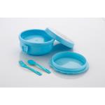 YELLOCUT 3 Compartment Motu Patlu cartoon Printed Lunch Box With Spoon & Fork (Blue) for Kids