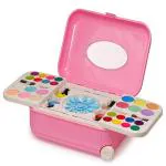 KTRS ENTERPRISE 2 in 1 Cosmetic Makeup Palette and Nail Art Kit for Kids with Portable Trolly Bag | Pretend Play Toy for Girls -Plastic, Multicolor