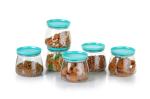 AK IMPEX Matuki Design Containers for Kitchen Storage Plastic, Unbreakable Airtight 6 pcs, 900 ML, Multicoloured,