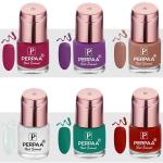 Perpaa Fuchsia Pink, Purple, Perfect Nude, Milky White, Sea Green, Stylish Red Nail Polish (Pack Of 6)