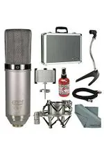 MXL V67G HE Heritage Edition Large Capsule Condenser Microphone Bundle with Stand+Sanitizer+Cable + FiberTique Cloth