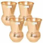 Prisha India Craft Pure Copper Muglai Matka Glass,350ml, set of 4