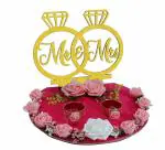 THE BRIDE MADE Wood Engagement Ring Tray Ring Holder Platter Mr And Mrs, Oval, Pink