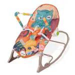 BUMTUM Baby Rocker With Bouncer Swing, Multi-Position Reclining, With Calming Music, Vibrations, Safety Harness Musical Toy-Orange