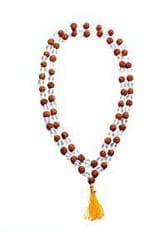 Feel Touch Mart Original & Natural Rudraksha Crystal Sphatik Mala for Peace of Mind 108+1 Beads Lab Certified Handmade Crystal Rudraksha Mala