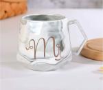 VM PARTNER Mr and Mrs Royal Mug, Gift for Husband and Wife Gary & Pink Ceramic Coffee Mug, Ceramic Tea Mug, Marble Coffee Cups Set, Coffee Cup and Milk Tea Cup, Couple Mug