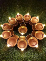 QinPin Sensor LED Diya Lights Big Batti Flameless Smokeless Eco-Friendly Diwali Home Decor for Pooja, Weddings, and Festivals (Pack of 12)