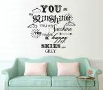 Lanstick Vinyl Black Sunshine Quotes Image Self Adhesive Wall Sticker 24 inch