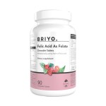 Briyo Folic acid as bioavailable active folate - 90 chewable tablets (Natural raspberry flavor) Incomplete