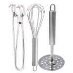 DreamBasket Stainless Steel Pakkad & Egg Whisk & Potato Masher for Kitchen