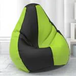 Biggie Bean Bag with Beans Filled - Size : 2XL - Bean Bag with Beans - Designed by : ScottyTravis London - Color: Black Pea Green - Best Bean Bag for Living Room - Pre-filled with Beans - Ready to use
