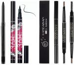 DAIMANPU Waterproof black eyebrow gel, Double Ended , Eyeliner and Black Kajal (3 Items in the set)