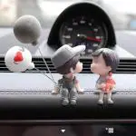 DynamicHub Plastic Car Decor Car Dashboard Accessories Cute Love Couple I Love You With Balloon Car Interior Decoration Showpiece For Desk Decoration