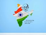 Lanstick Vinyl Multicolor Glorious Nation Map Image With Mahatma Gandhi Self Adhesive Wall Sticker 24 inch