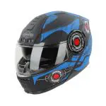 Steelbird SBH-40 Cyber ISI Certified Full Face Graphic Helmet for Men and Women with Inner Sun Shield (Medium 580 MM, Glossy Black Blue)