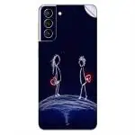 GADGETSWRAP Printed Vinyl Skin Sticker for Samsung Galaxy S21 Plus - heart hands sunset