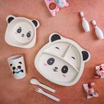 THE BAMBOO CO Plumpy Panda Bamboo Kids/Baby Feeding/Dinner Set of 5