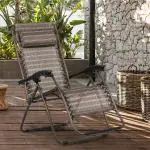 Kawachi Folding Zero Gravity Relax Recliner Chair Lounge, Patio, Garden, Beach, Camping Chair Brown