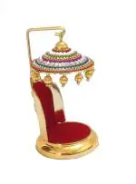 TEJ GIFTS Diamond Studded Umbrella Chhatra with Golden Hangings for God Idol, Car Dashboard/Office Desk/Table/Home Decor Showpiece, Chatri Aasan for Murti, Ideal Gift Item