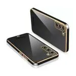 Star Craftune Samsung Galaxy S22 Black Silicone Solid Gold Border Scratch Protection Mobile Back Cover