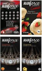 MANFORCE Fruit Basket Combo Pack (3in1 Overtime Orange 3in1 Overtime Pineapple Extra Dotted Litchi & Cocktail Strawberry + Vanilla with Dotted Rings) - 40 Pieces (Pack of 4) Condom (Set of 4 40 Sheets)