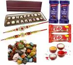 Fabbites Raksha Bandhan Chocolate Message With Dairy Milk , Kitkat, Stone, 2 Rakhi, Tilak, Chawal 210 G